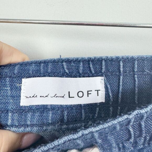 LOFT | Cotton & Linen Blend Denim Shorts Drawstring Waist Women’s Size X-Large - Picture 9 of 12